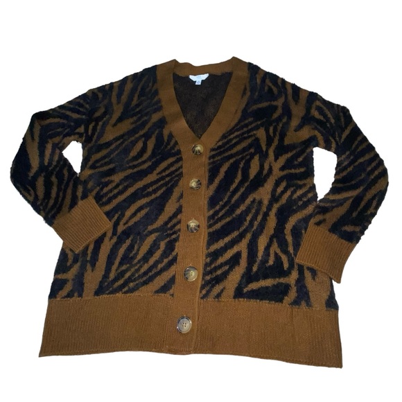 Time and Tru Fuzzy Zebra Print Eyelash Cardigan - Women’s M 8/10 NEW NWOT - Picture 2 of 10